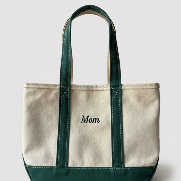 L.L. Bean Boat and Tote Zipper Bag — Small — Green Canvas — Vintage